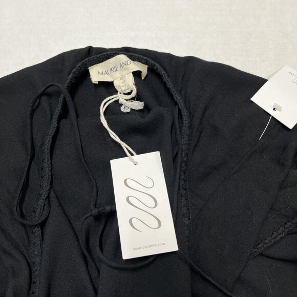 Maurie And Eve Dress US 2 Black Grounded Earth Mini Open Back Crochet Trim Beach - Picture 11 of 12